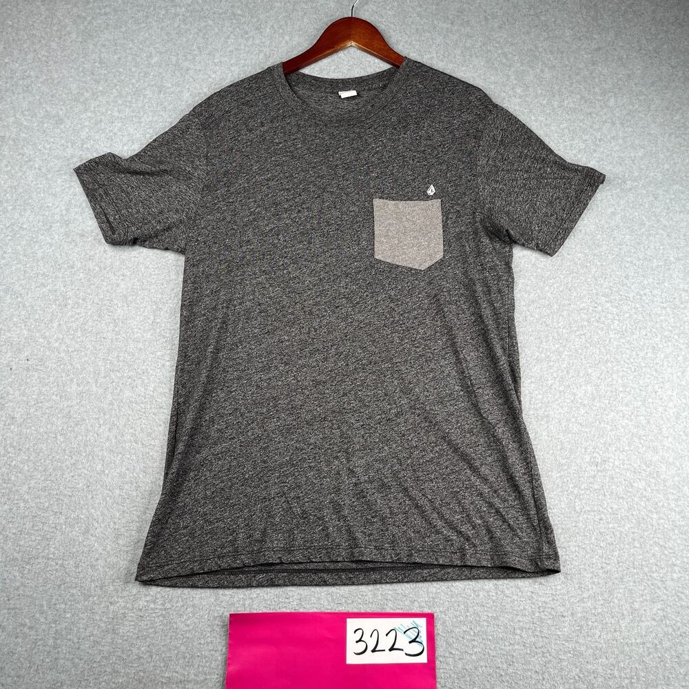 Volcom T Shirt Large Gray Heather Pocket Classic Pullover Mens